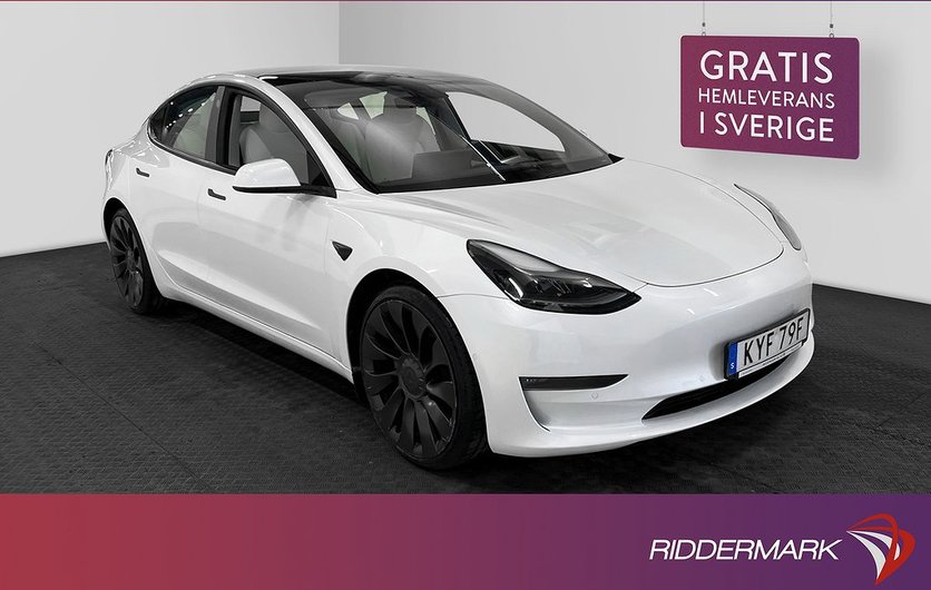 Tesla Model 3 Performance Ljus interiör En-bruk SvSåld 2021